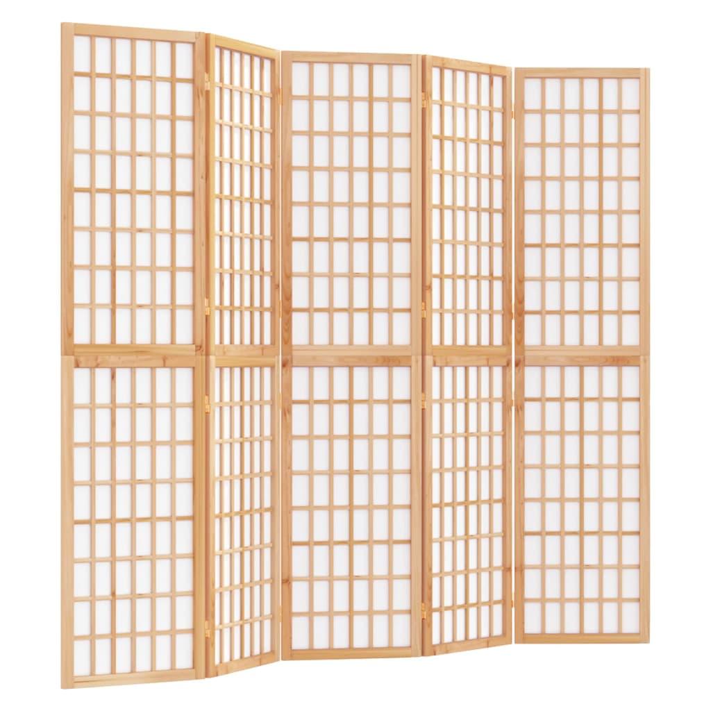vidaXL Sammenleggbar romdeler 5 paneler japansk stil 200x170 cm svart
