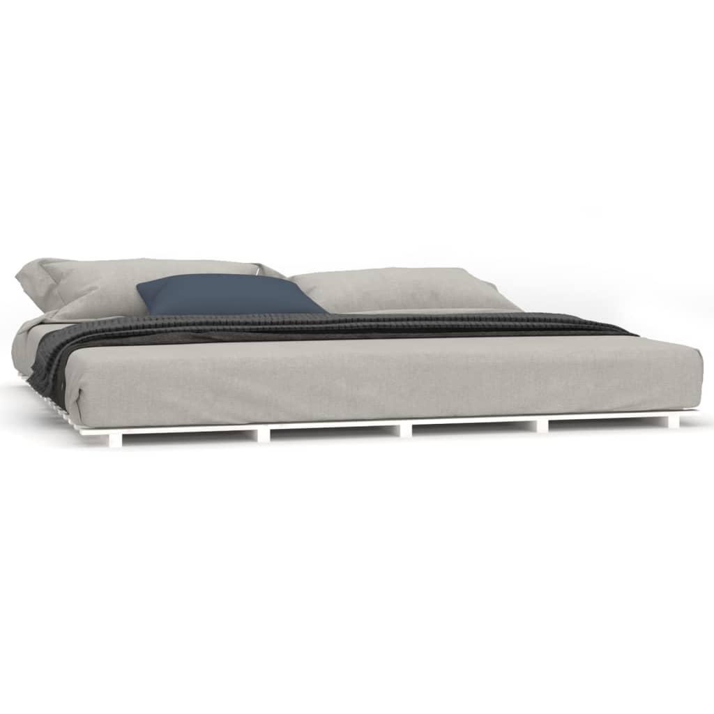 vidaXL Sängram vit 200x200 cm massiv furu