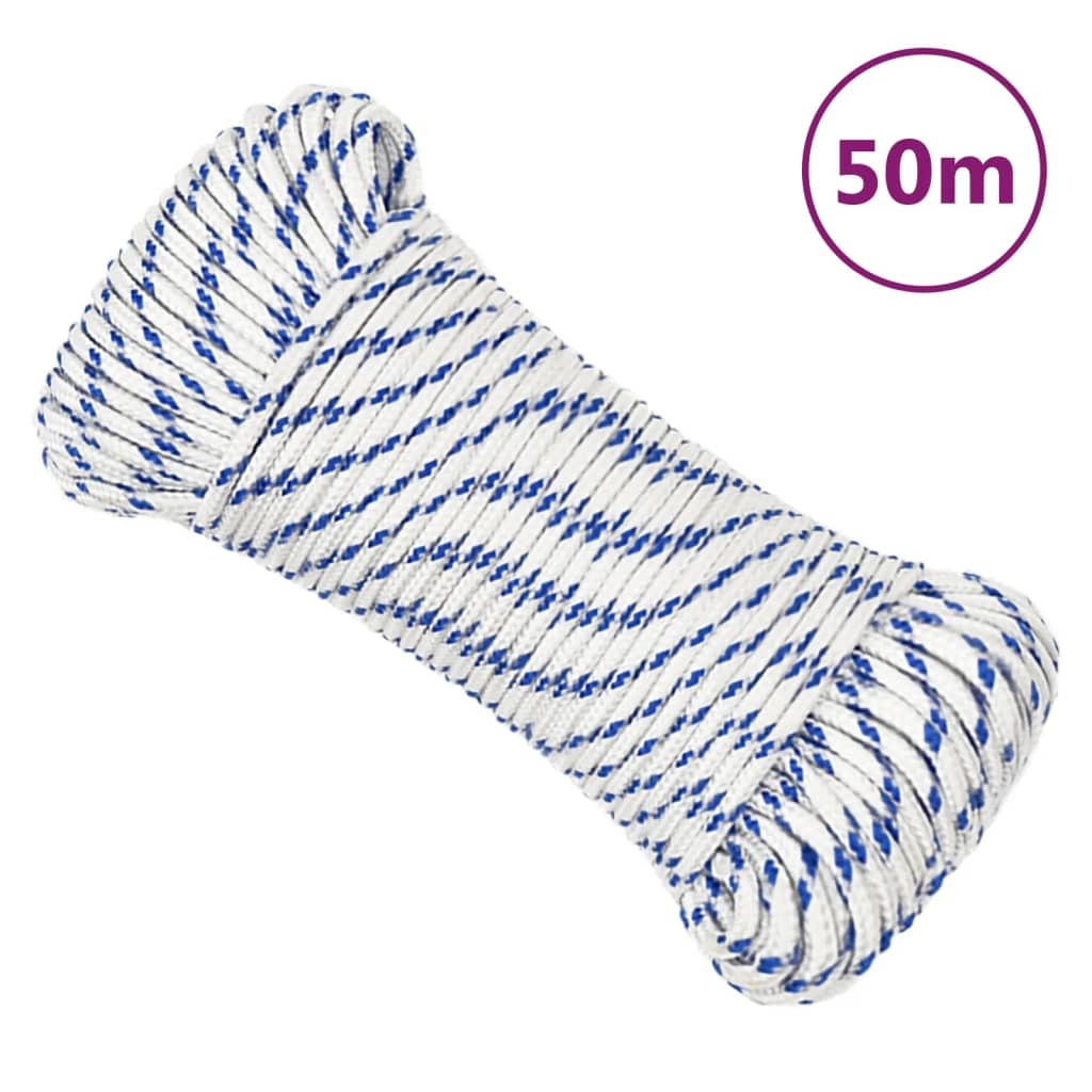 vidaXL Båtlina vit 3 mm 50 m polypropylen