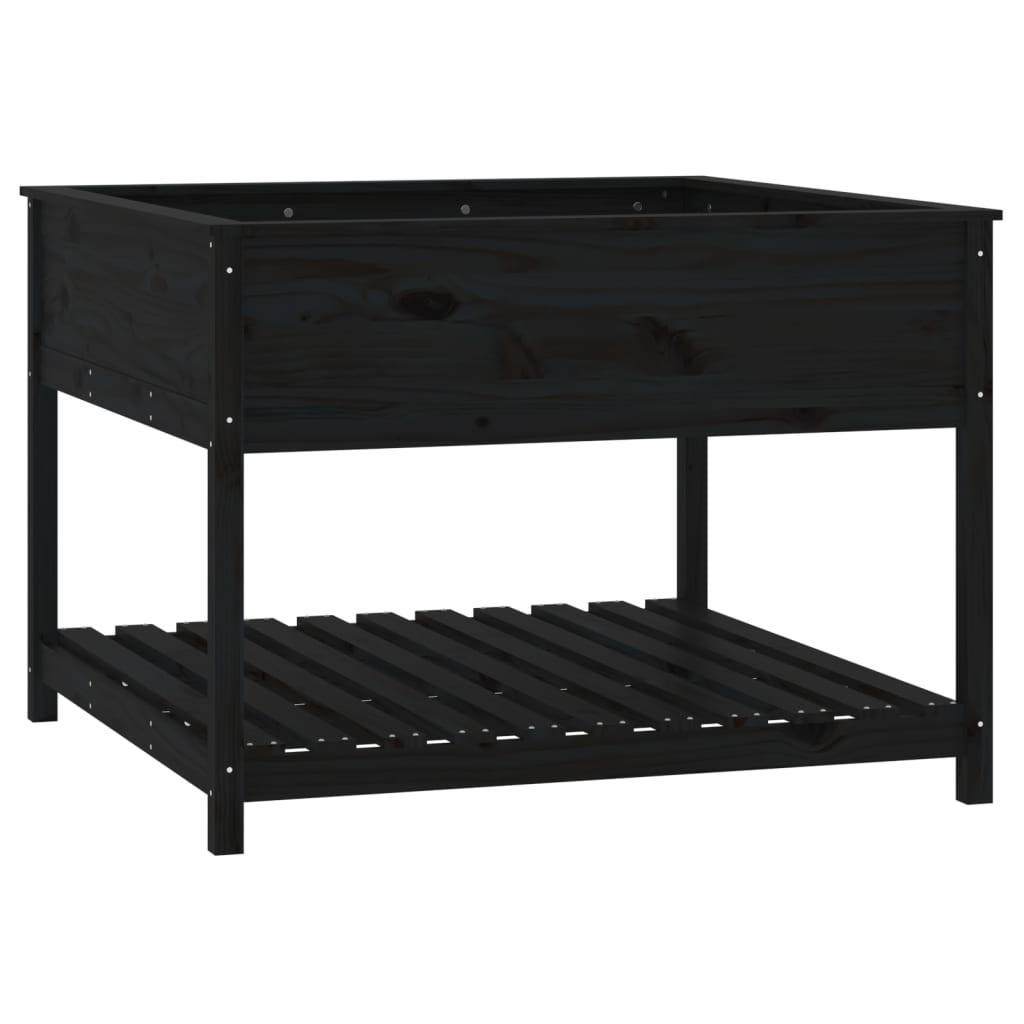 vidaXL Odlingslåda med hylla svart 111,5x111,5x81 cm massiv furu