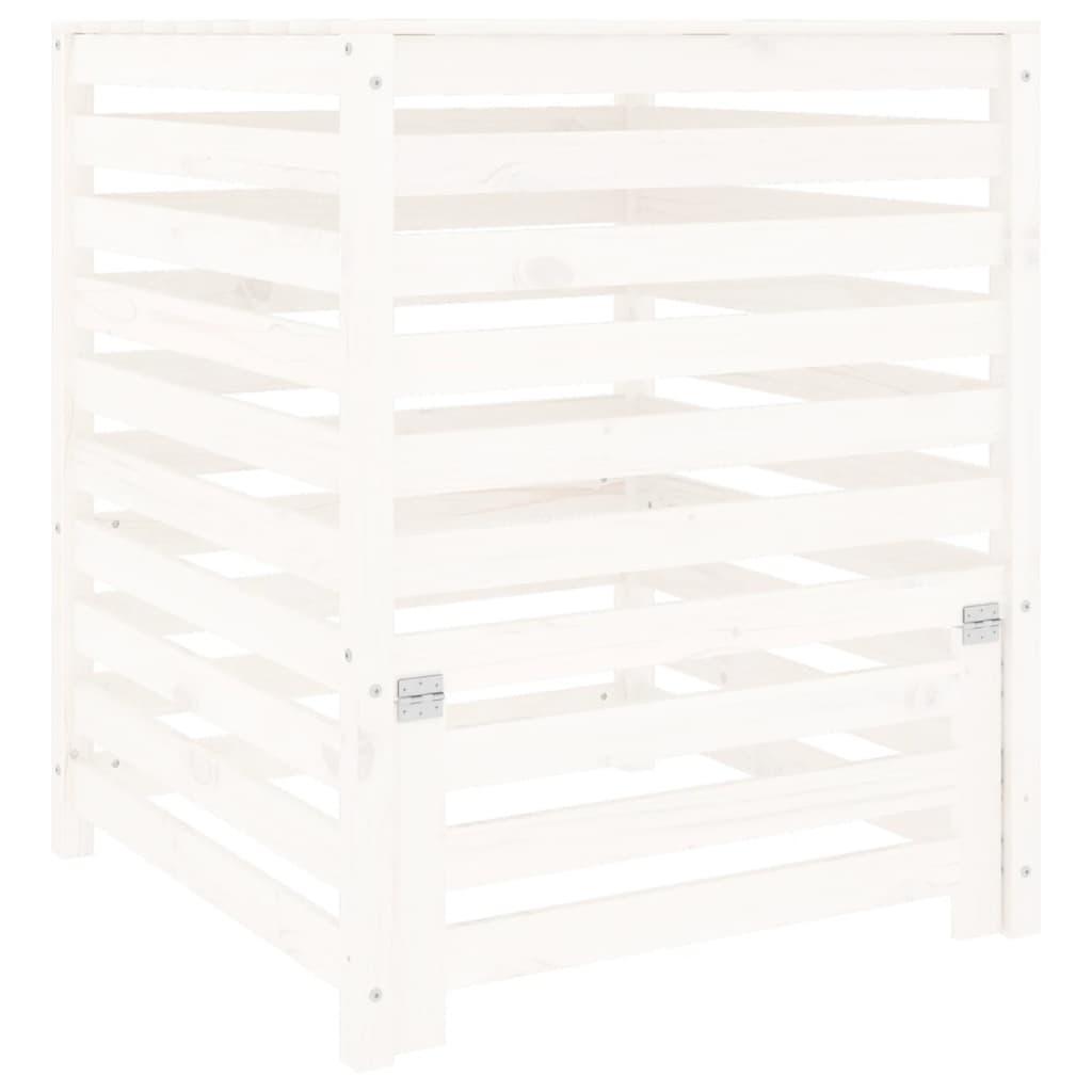 vidaXL Kompostlåda vit 82,5x82,5x99,5 cm massiv furu