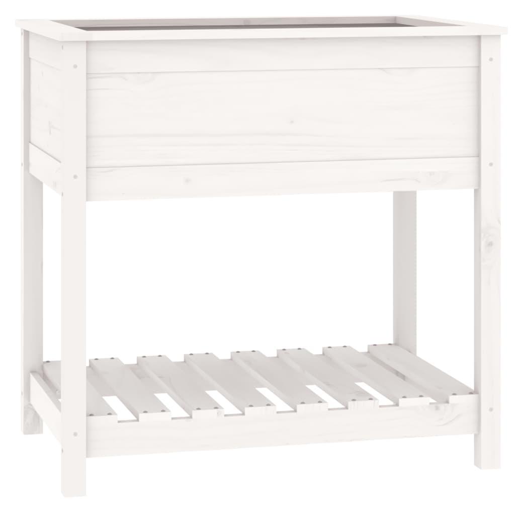 vidaXL Odlingslåda med hylla vit 82,5x54x81 cm massiv furu