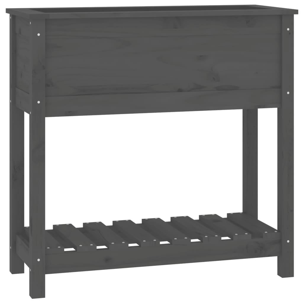 vidaXL Odlingslåda med hylla grå 82,5x34,5x81 cm massiv furu
