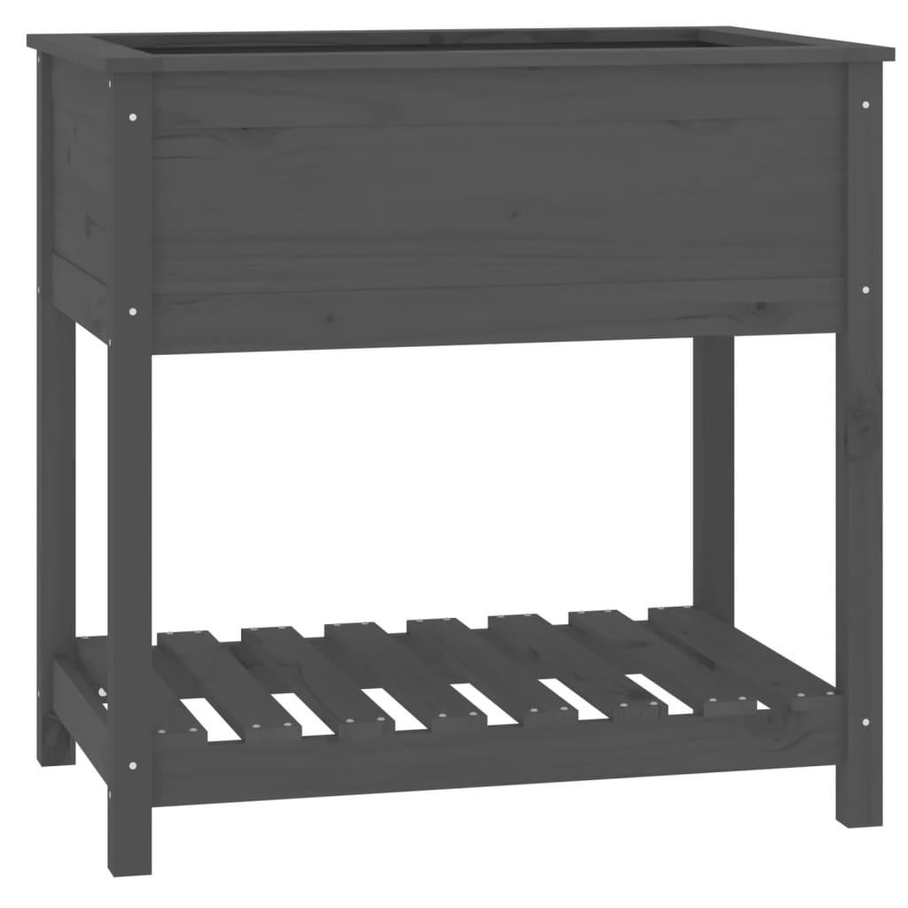 vidaXL Odlingslåda med hylla grå 82,5x54x81 cm massiv furu