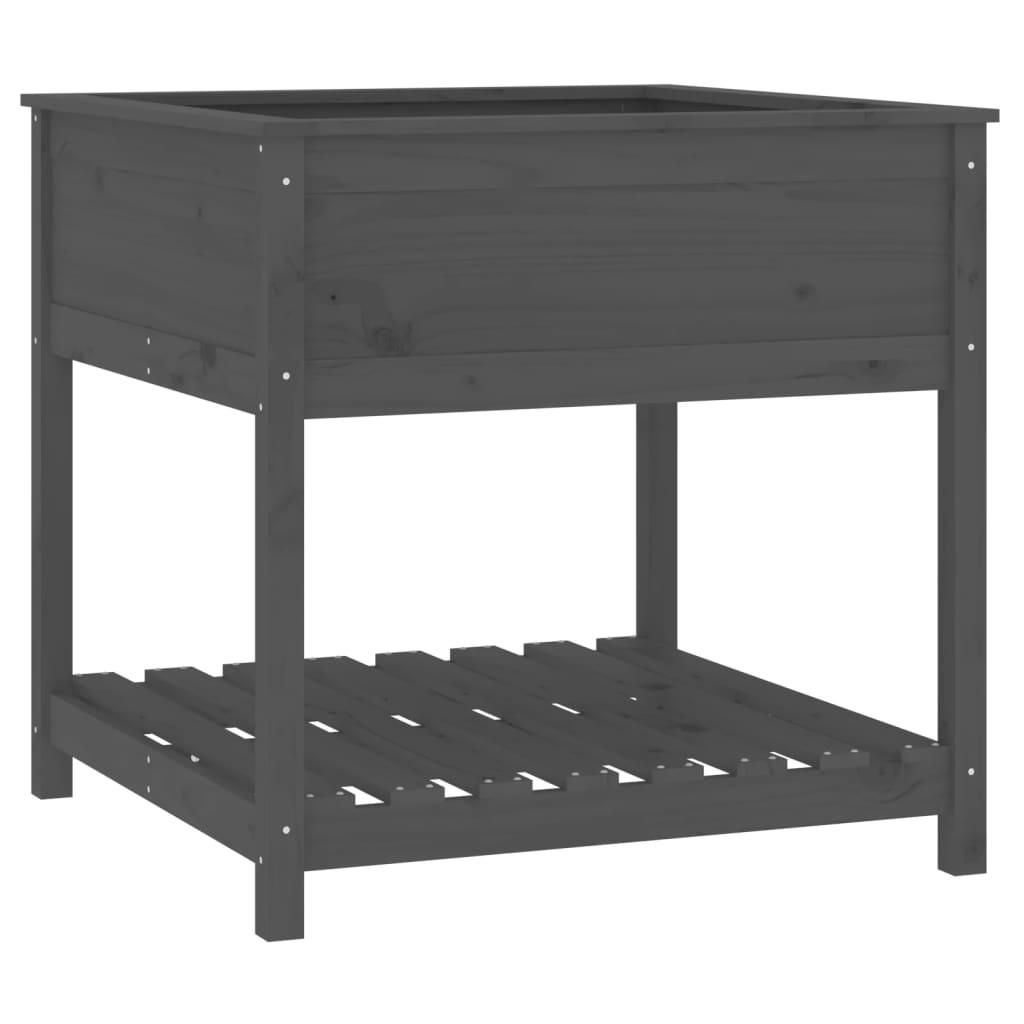 vidaXL Odlingslåda med hylla grå 82,5x82,5x81 cm massiv furu
