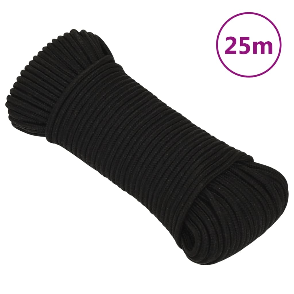 vidaXL Rep svart 3 mm 25 m polyester