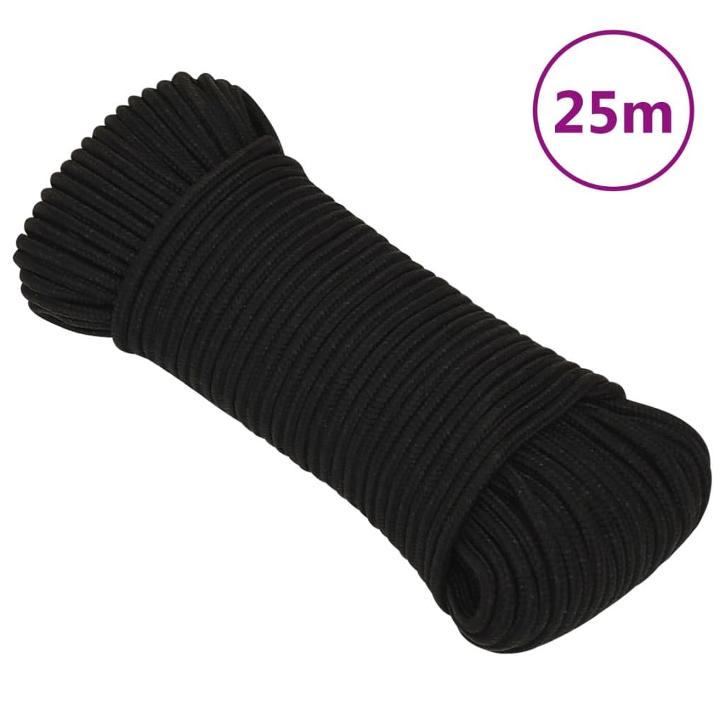 vidaXL Rep svart 5 mm 25 m polyester