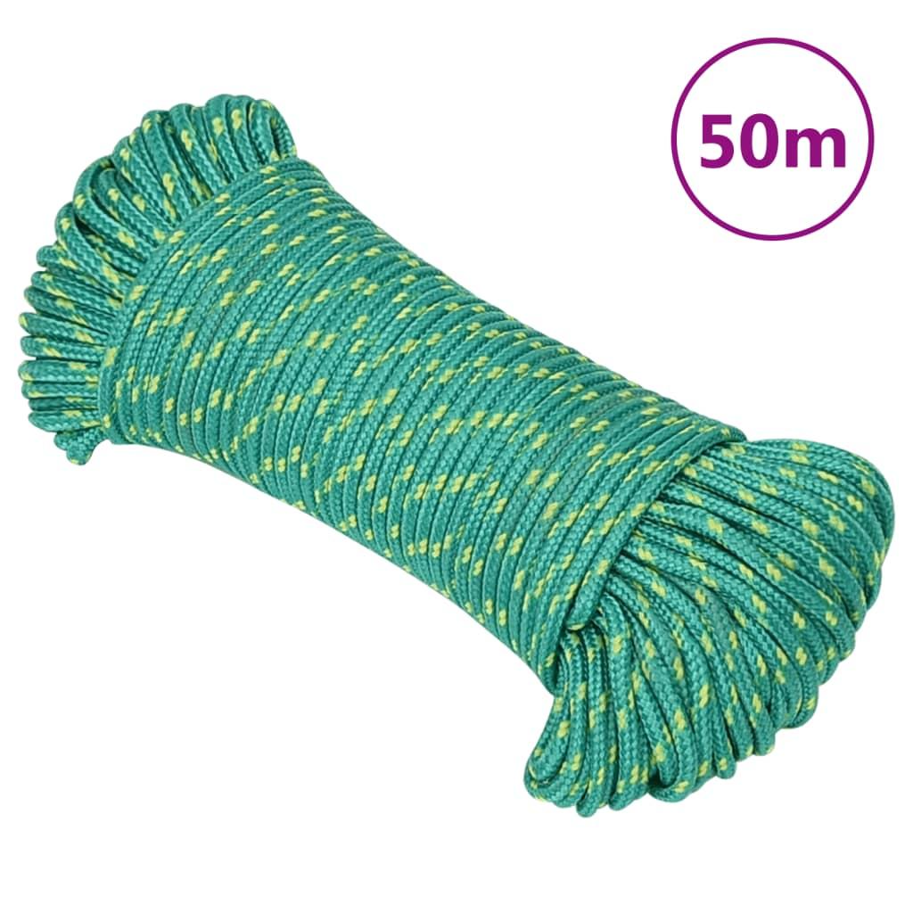 vidaXL Båtlina grön 4 mm 50 m polypropen