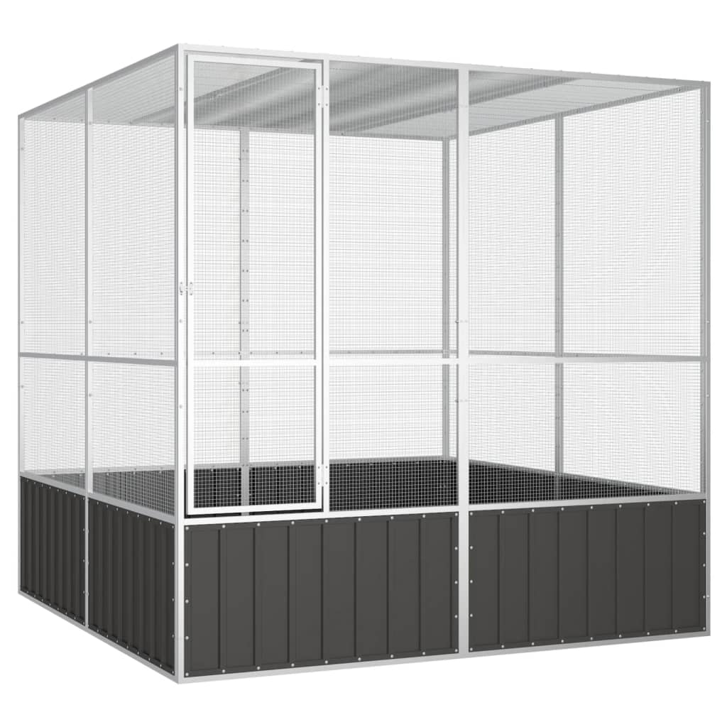 vidaXL Fågelbur antracit 213,5x217,5x211,5 cm galvaniserat stål
