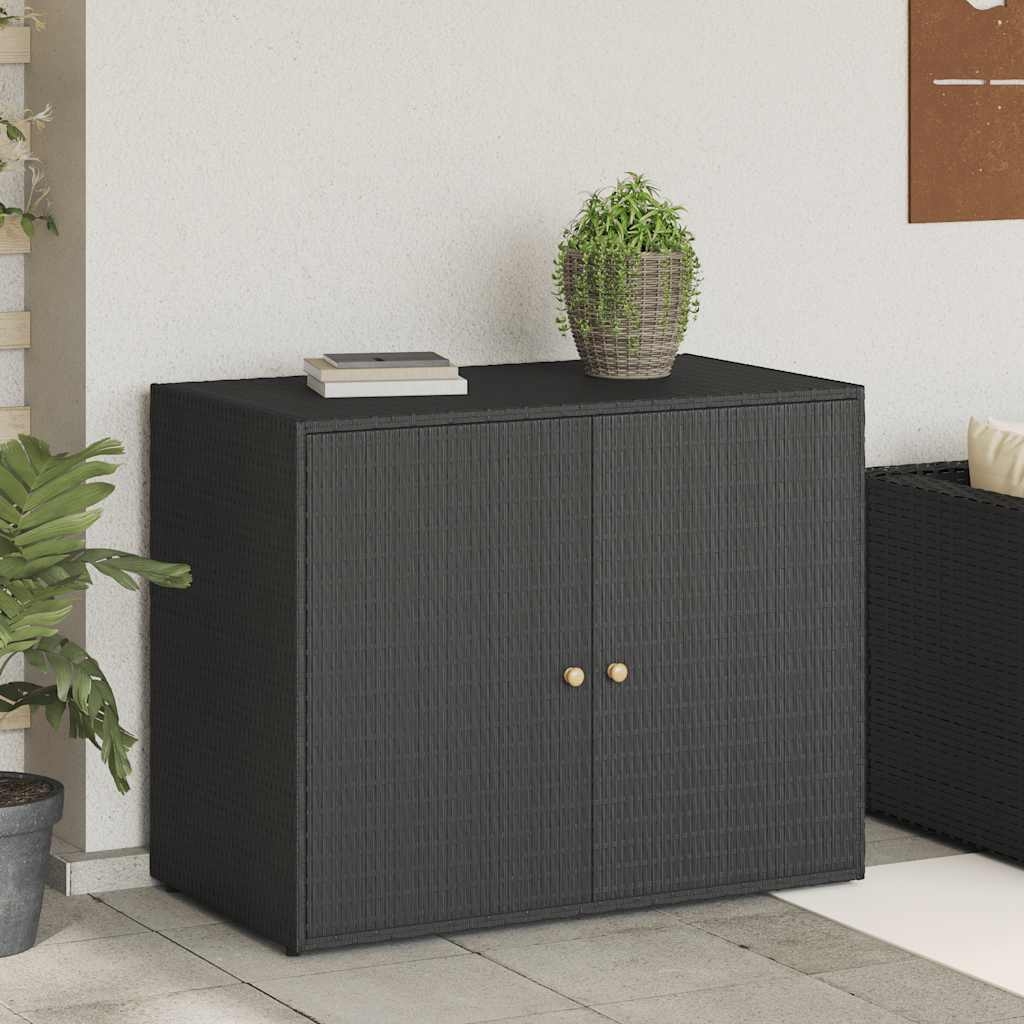 vidaXL Trädgårdsskåp svart 100x55,5x80 cm konstrotting