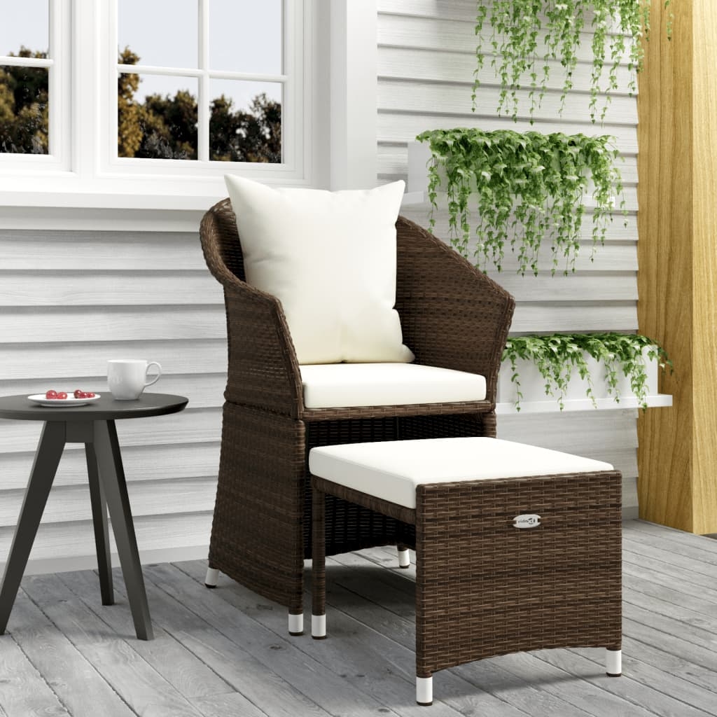 vidaXL Loungegrupp med dynor 2 delar brun konstrotting