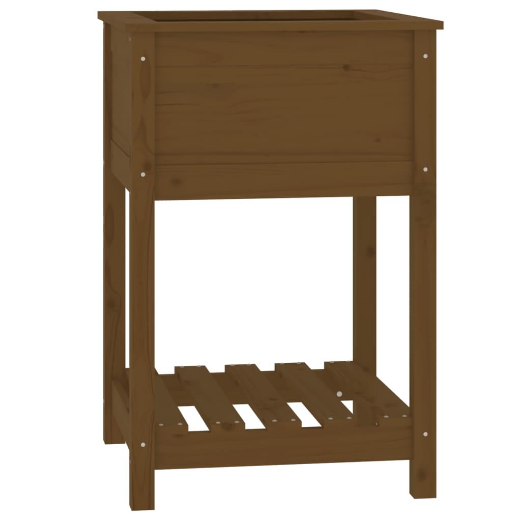 vidaXL Odlingslåda med hylla honungsbrun 54x54x81 cm massiv furu