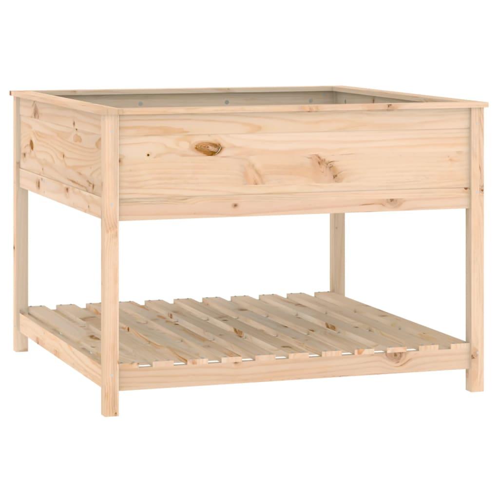 vidaXL Odlingslåda med hylla 111,5x111,5x81 cm massiv furu