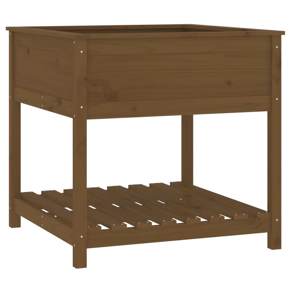 vidaXL Odlingslåda med hylla honungsbrun 82,5x82,5x81 cm massiv furu
