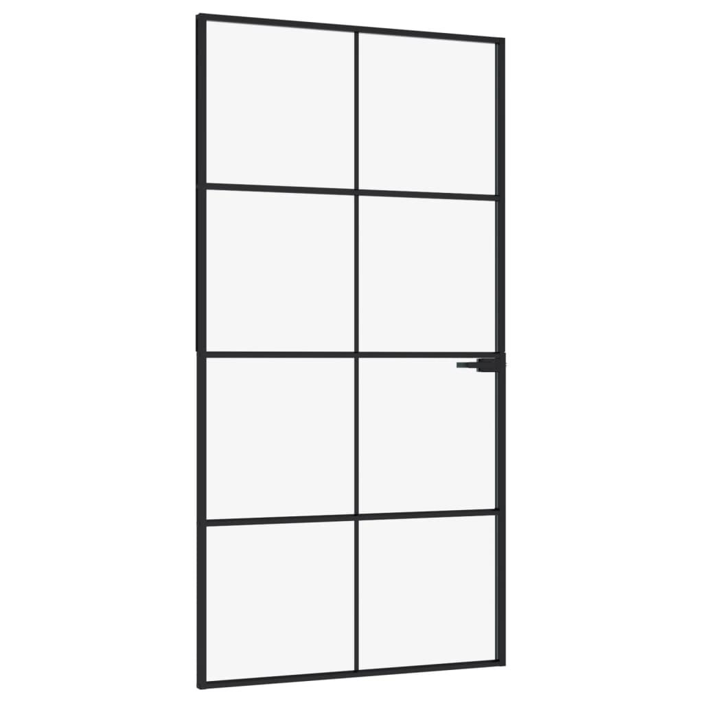 vidaXL Innerdörr 102x201,5 cm härdat glas och aluminium slim