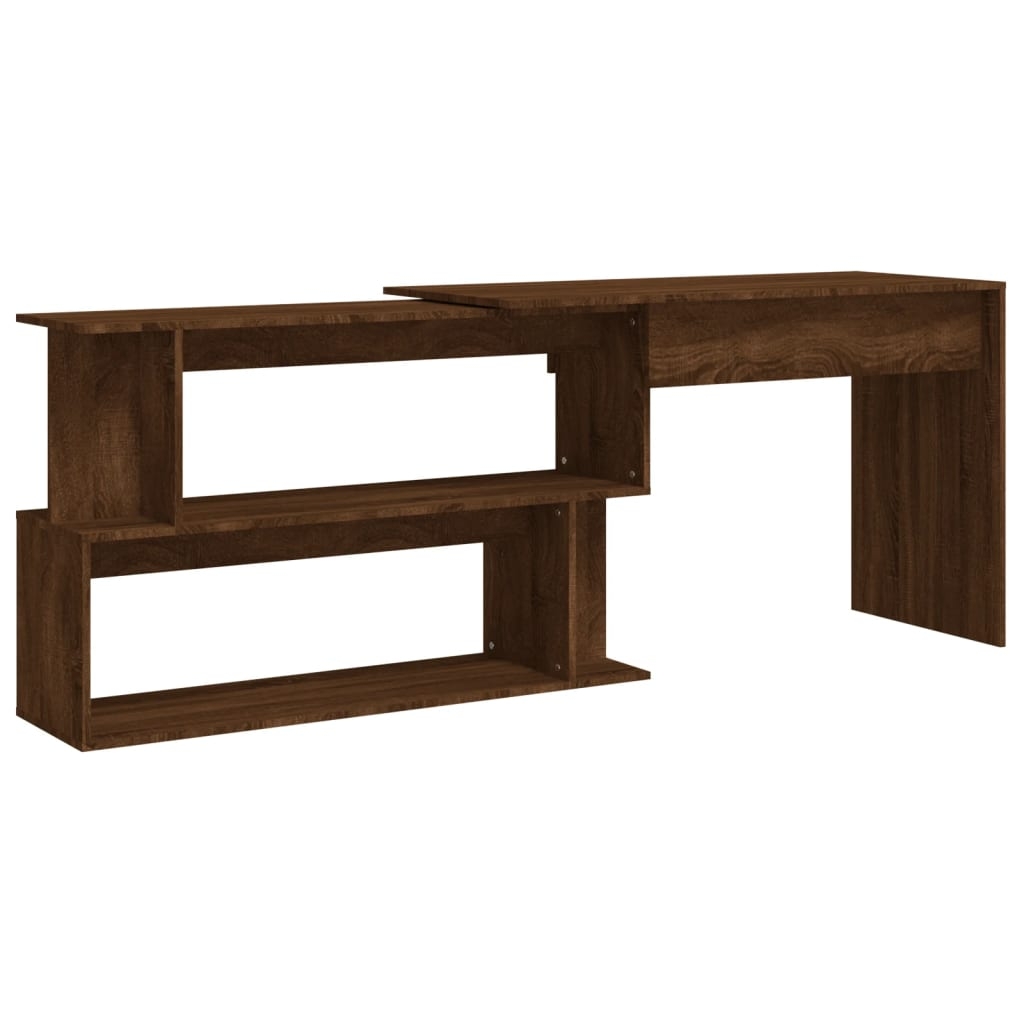 vidaXL Hörnskrivbord brun ek 200x50x76 cm konstruerat trä