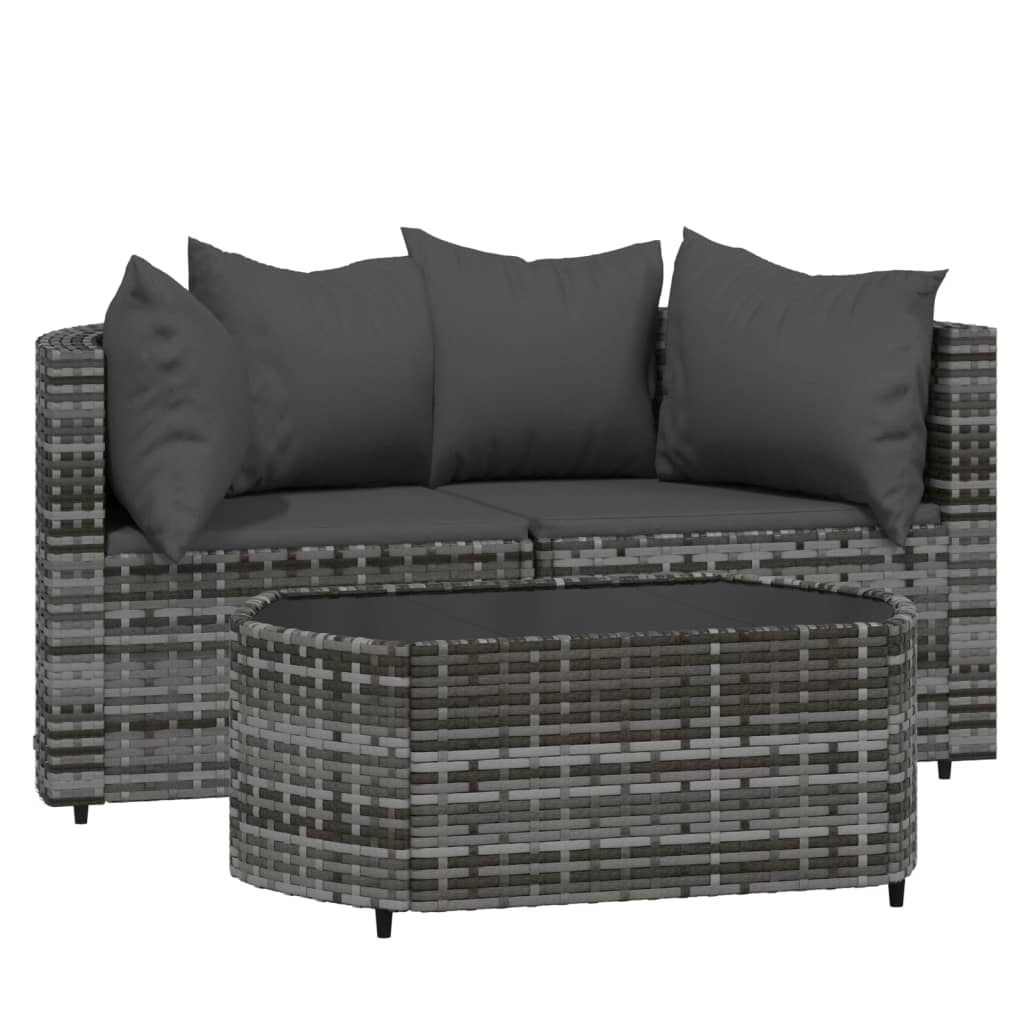 vidaXL Loungegrupp med dynor 3 delar konstrottning