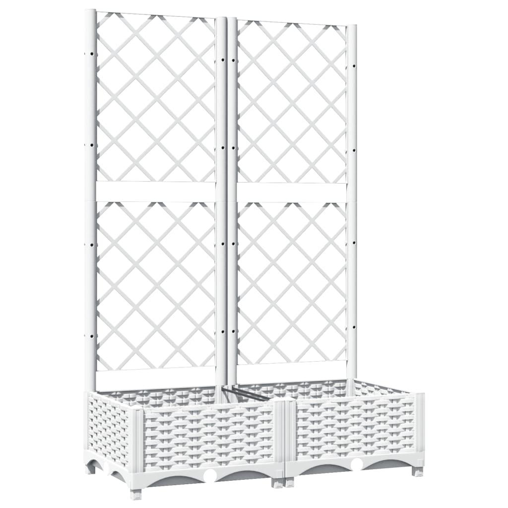vidaXL Odlingslåda med spaljé vit 80x40x121,5 cm PP