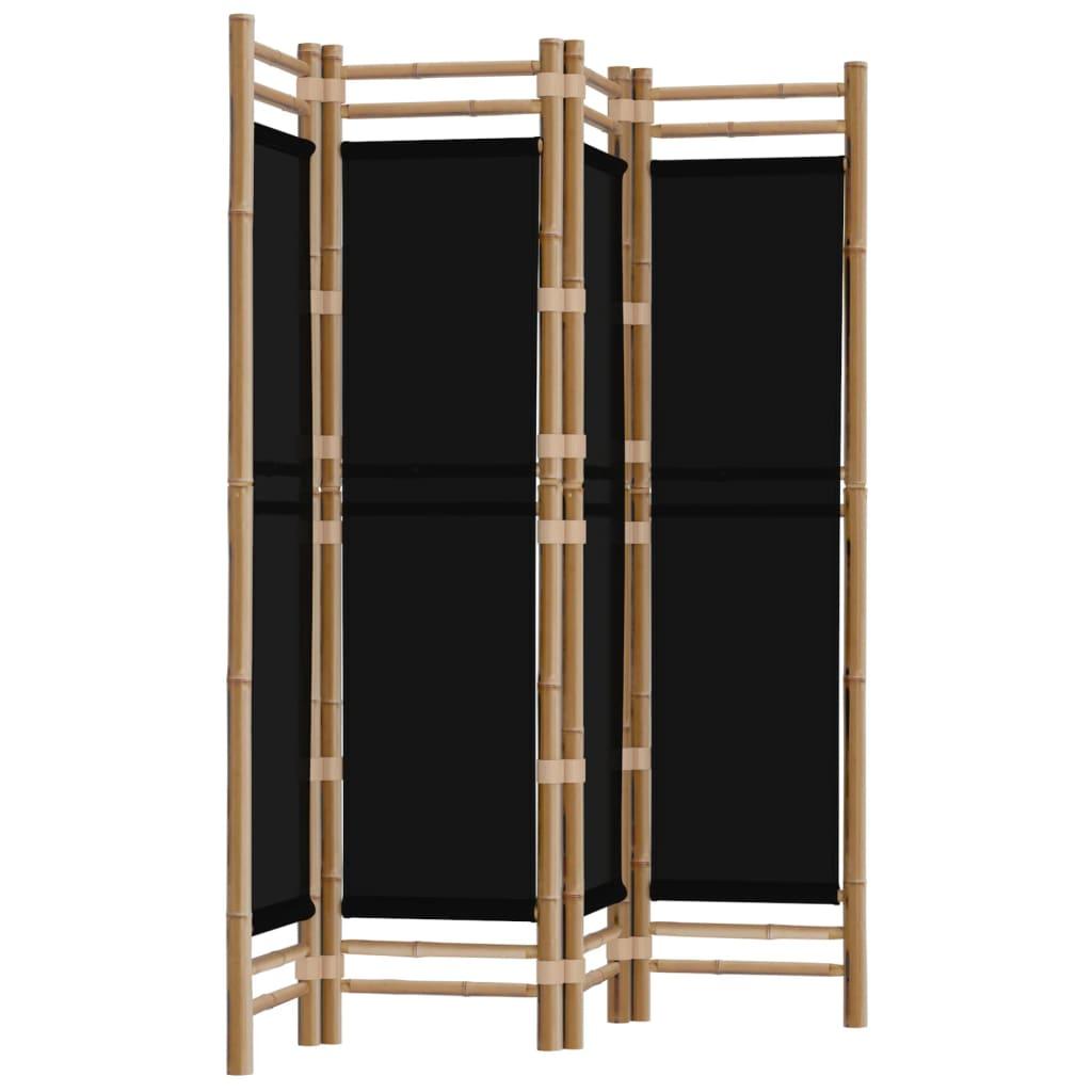 vidaXL Rumsavdelare 4 paneler hopfällbar 160 cm bambu och kanvas