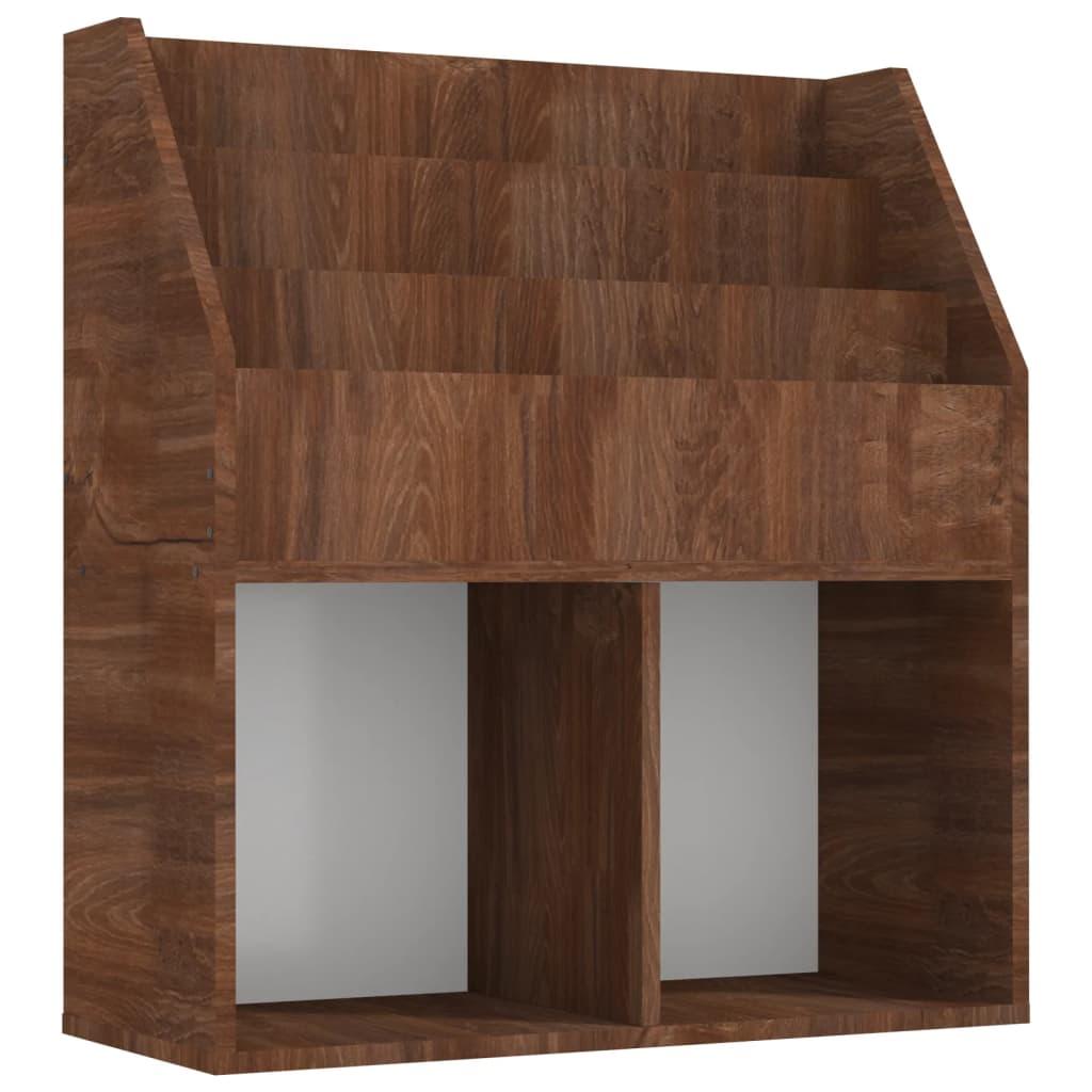 vidaXL Tidningsställ för barn brun ek 71x30x78,5 cm konstruerat trä