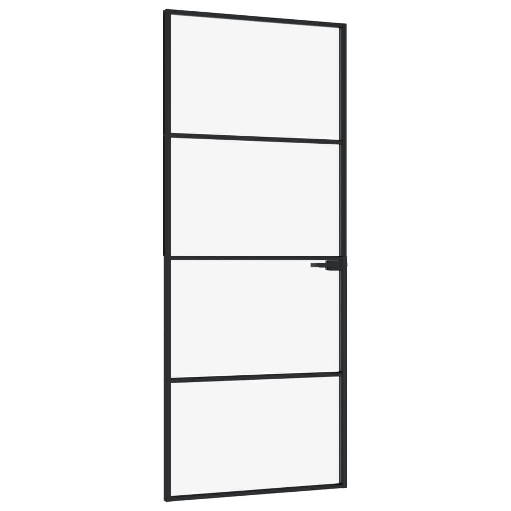 vidaXL Innerdörr 83x201,5 cm härdat glas och aluminium slim