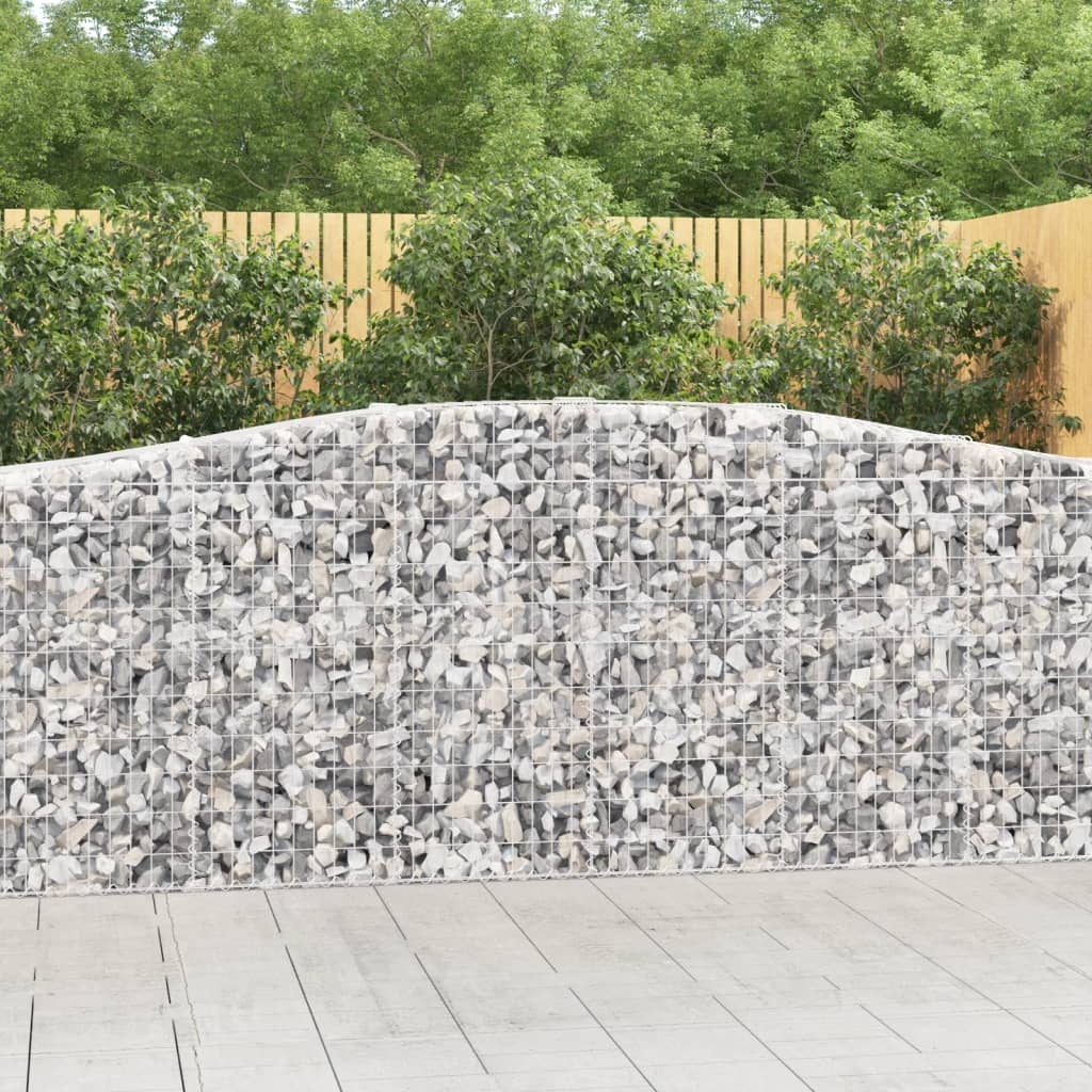vidaXL Gabioner bågformade 2 st 400x50x100/120 cm galvaniserat järn