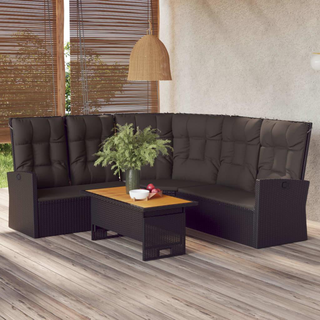 vidaXL Loungegrupp med dynor 2 delar svart konstrotting