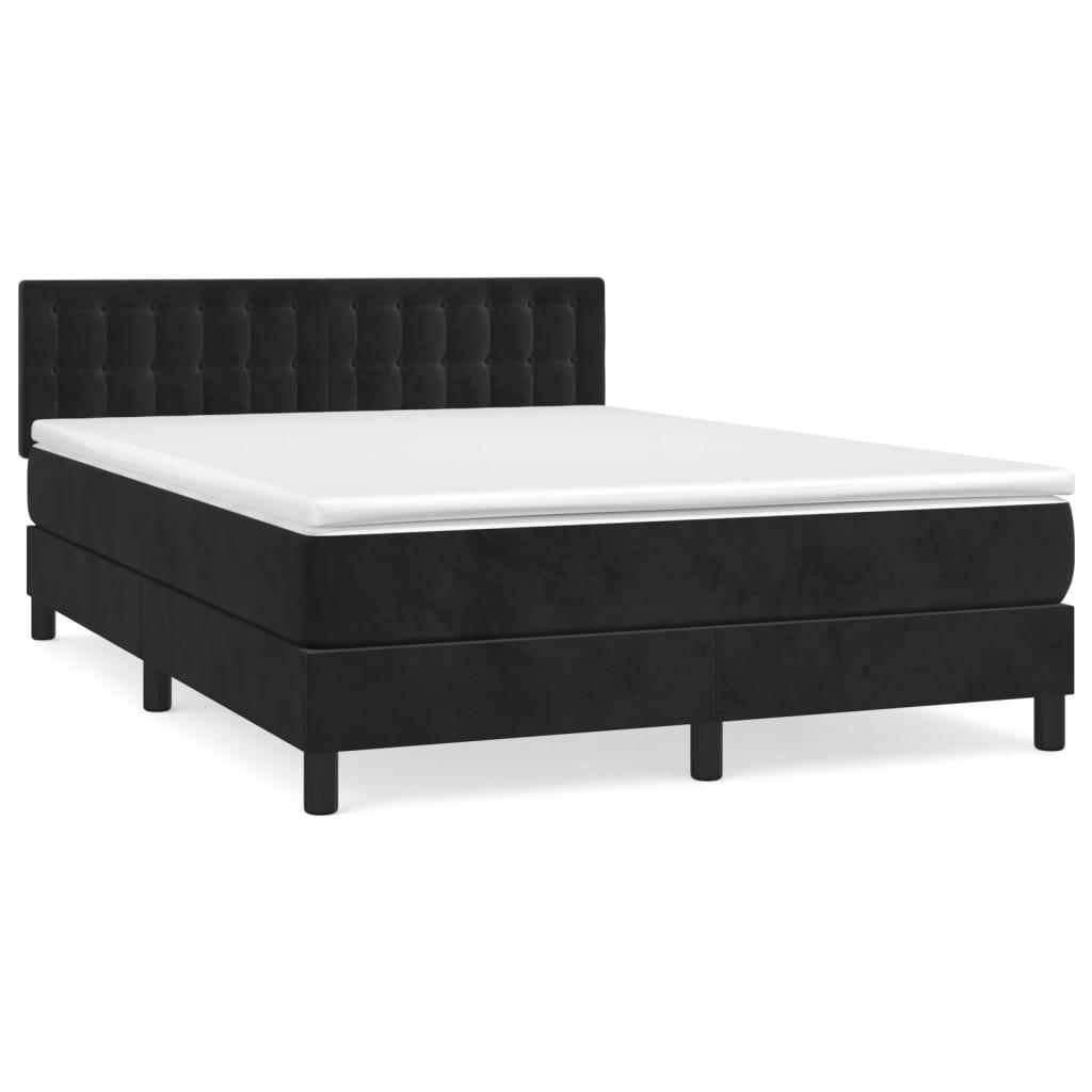 vidaXL Ramsäng med madrass svart 140x190 cm sammet