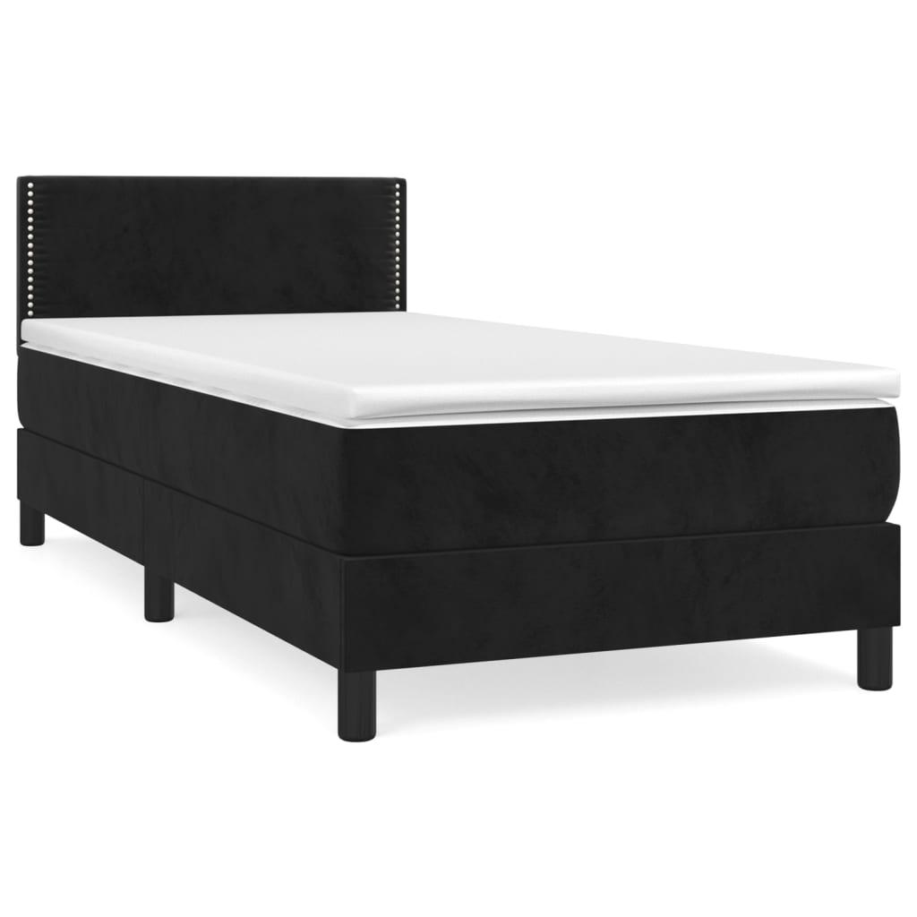 vidaXL Ramsäng med madrass svart 100x200 cm sammet