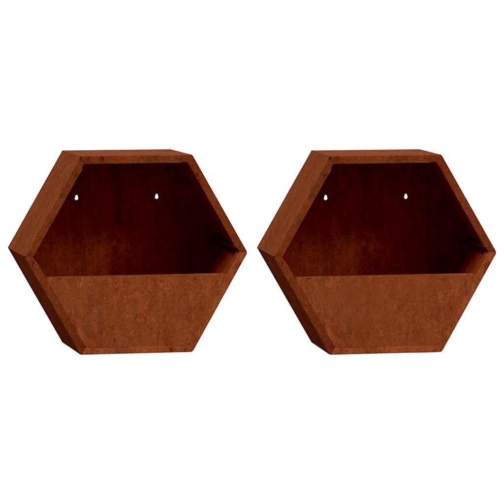 vidaXL Odlingslådor för vägg 2 st rosttrögt stål 46x10x40 cm