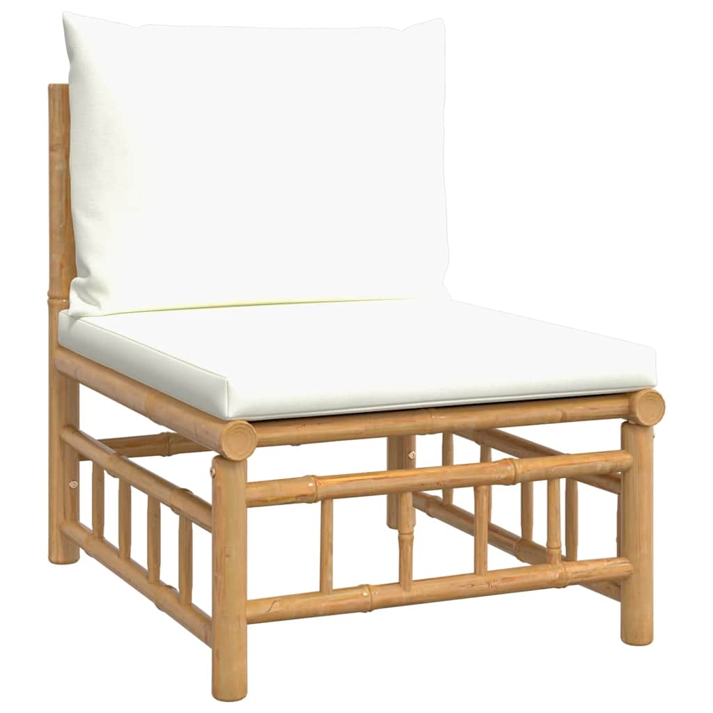 vidaXL Soffa mittdel med gräddvita dynor bambu