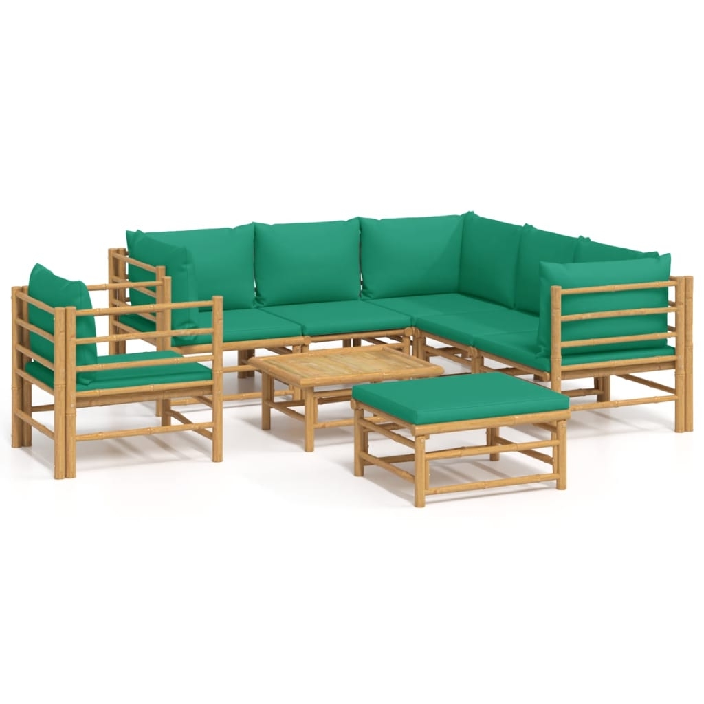 vidaXL Loungegrupp 8 delar gröna dynor bambu