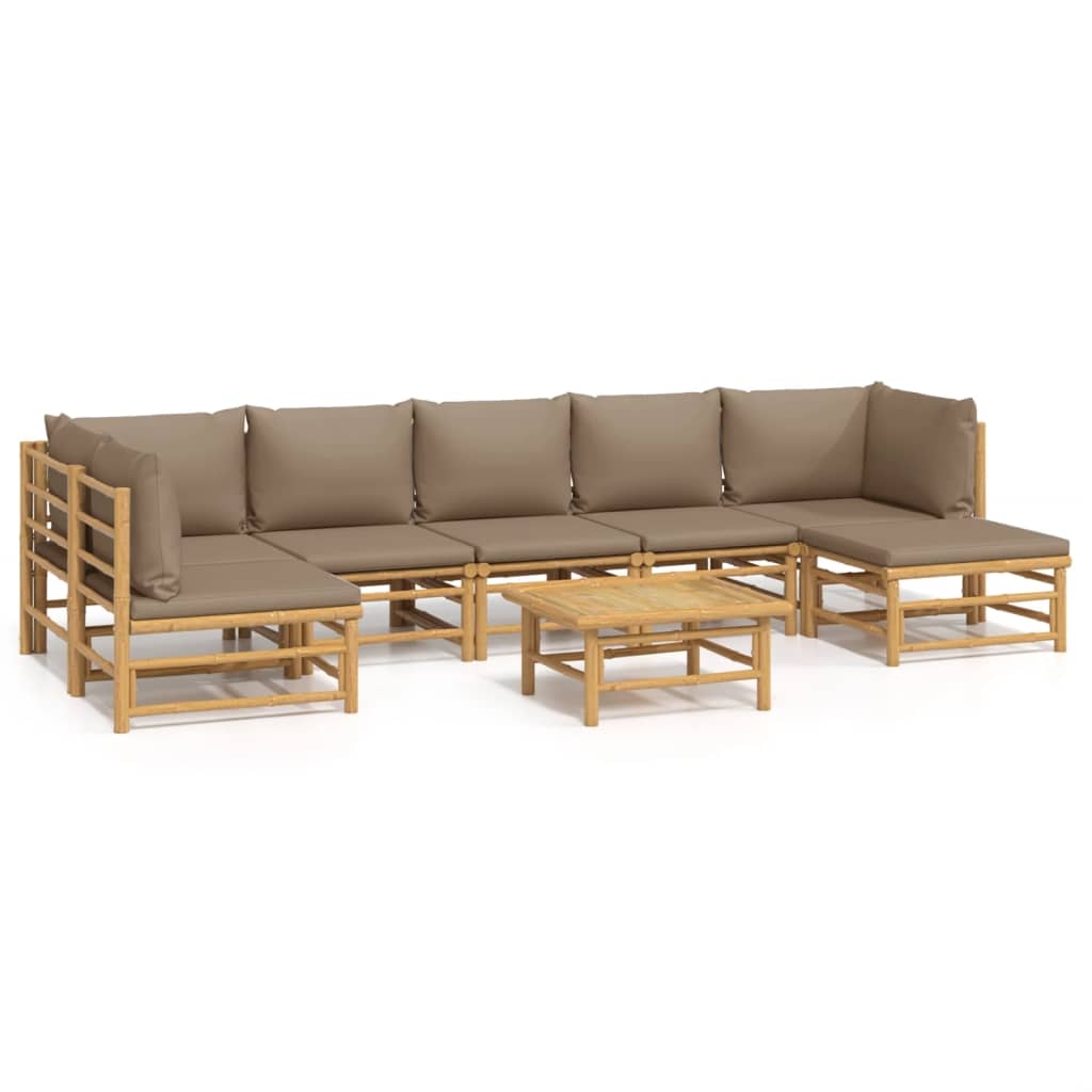 vidaXL Loungegrupp 8 delar taupe dynor bambu