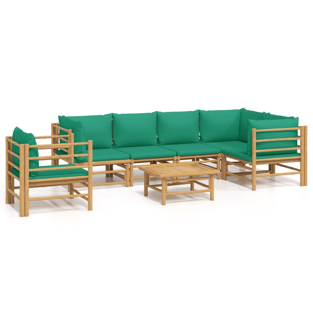 vidaXL Loungegrupp 7 delar gröna dynor bambu