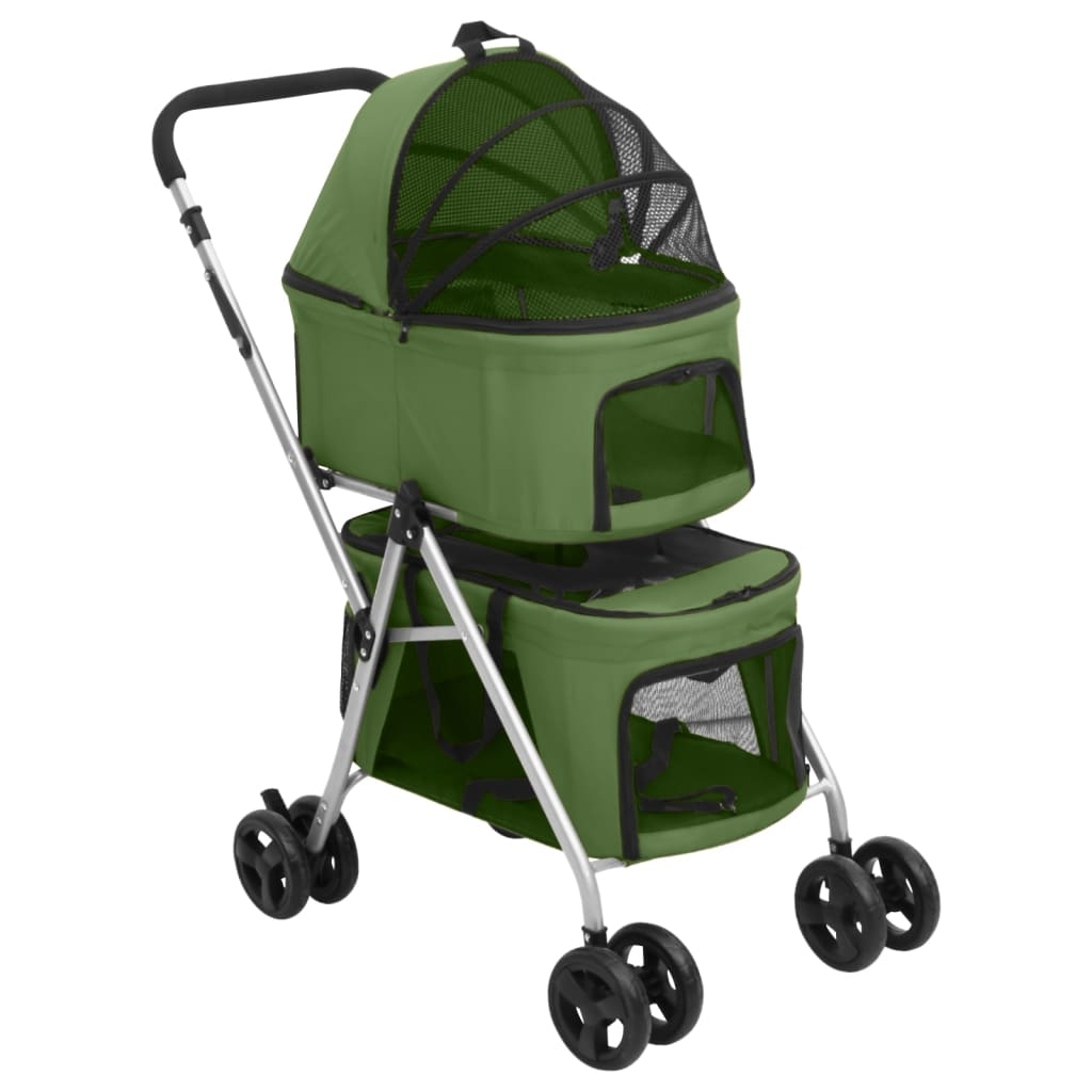 vidaXL Hopfällbar hundvagn dubbel grön 83x48x97 cm oxfordtyg