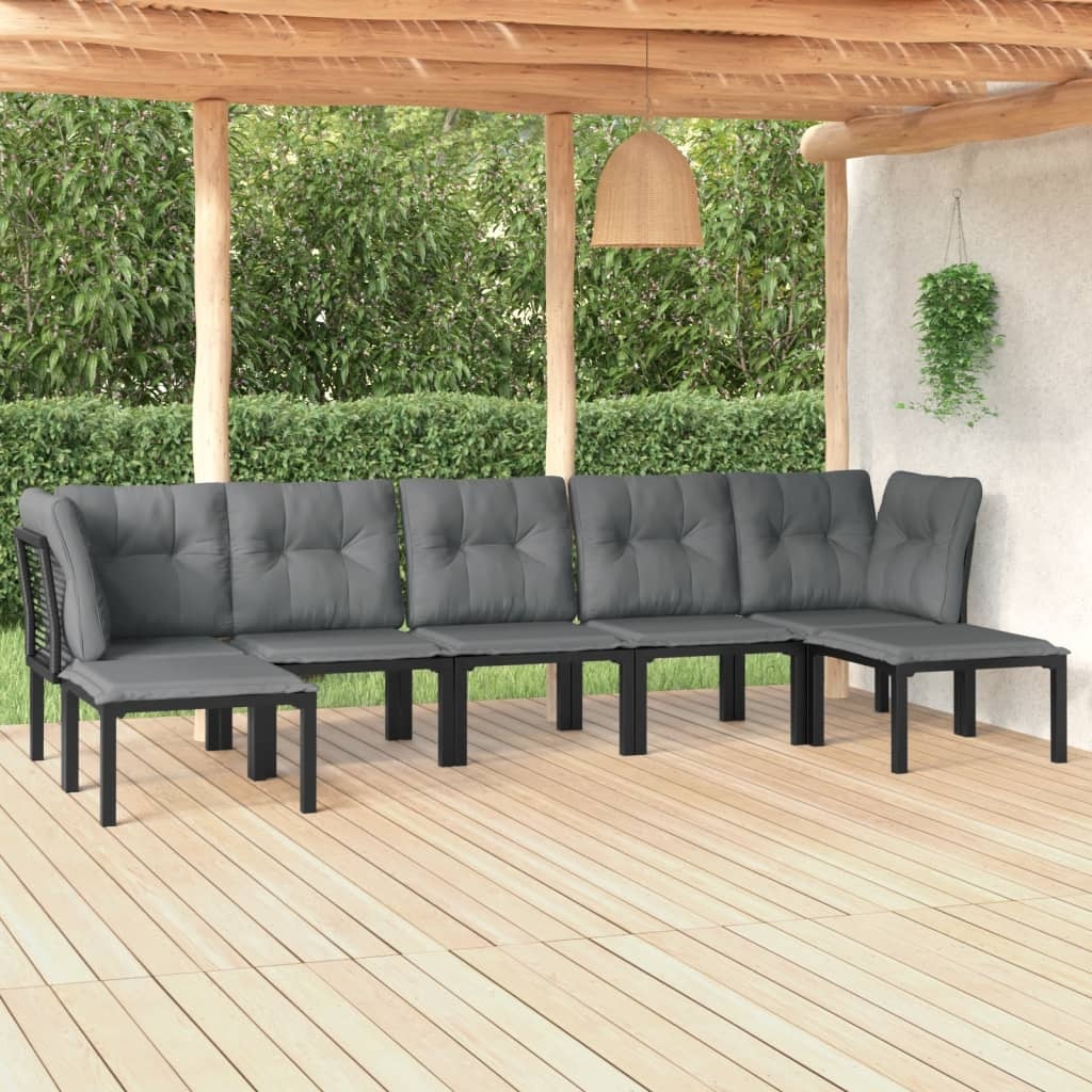 vidaXL Loungegrupp för trädgården 7 delar konstrotting grå och