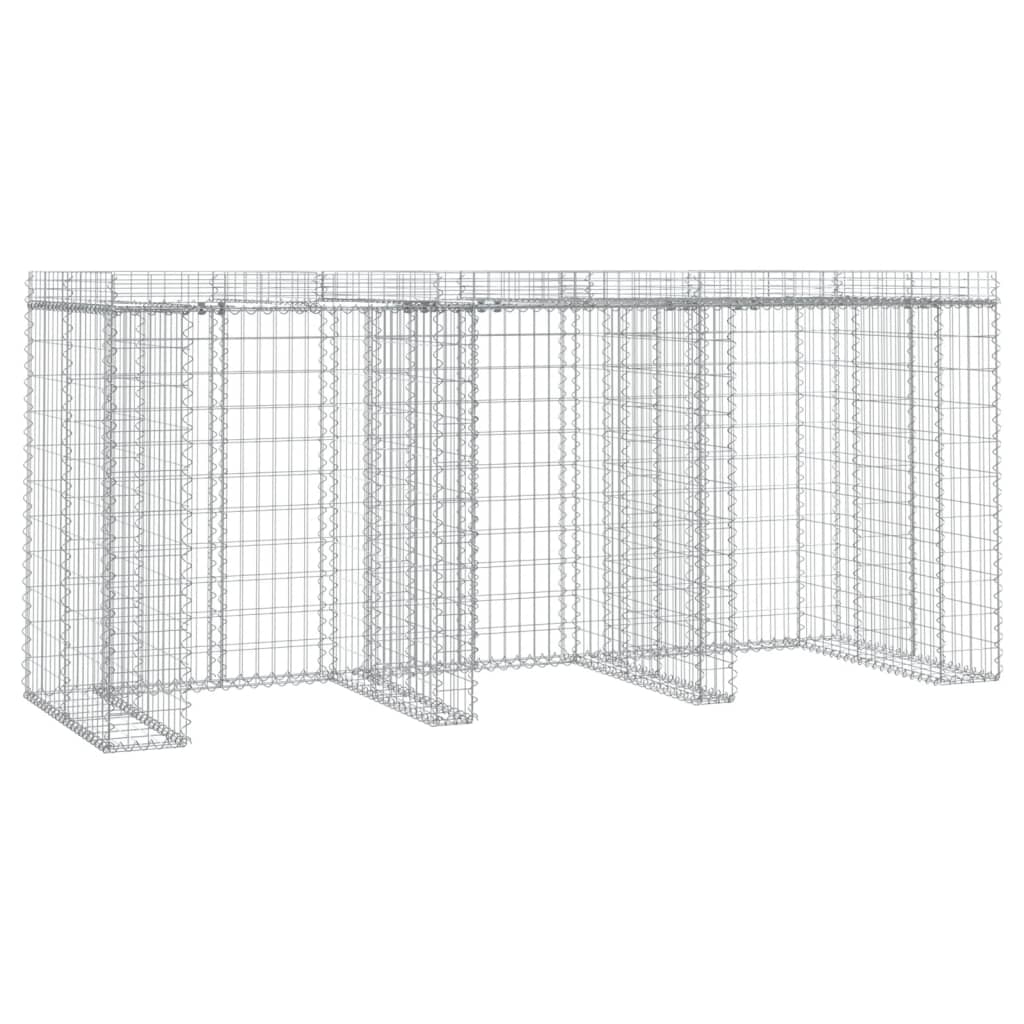 vidaXL Gabionvägg för soptunna 270x91x120 cm galvaniserat järn