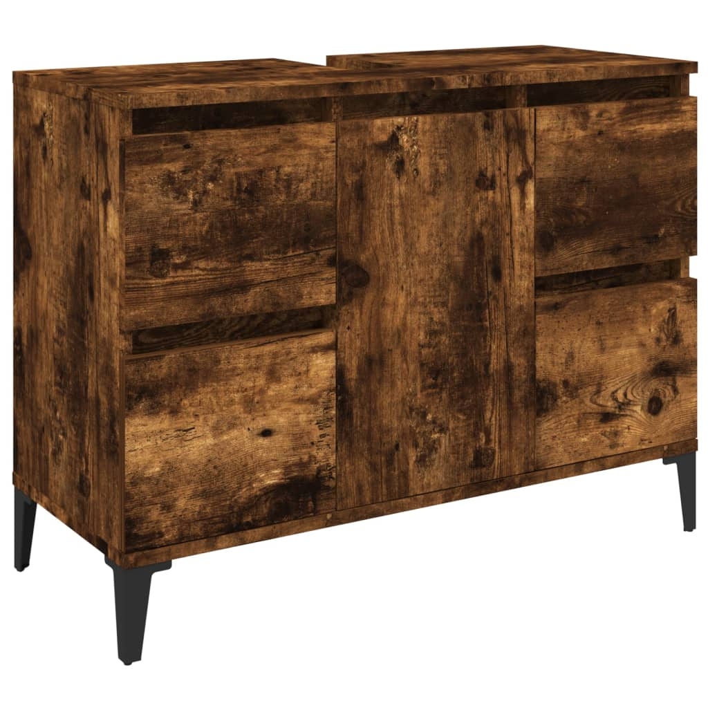 vidaXL Tvättställsskåp rökfärgad ek 80x33x60 cm konstruerat trä