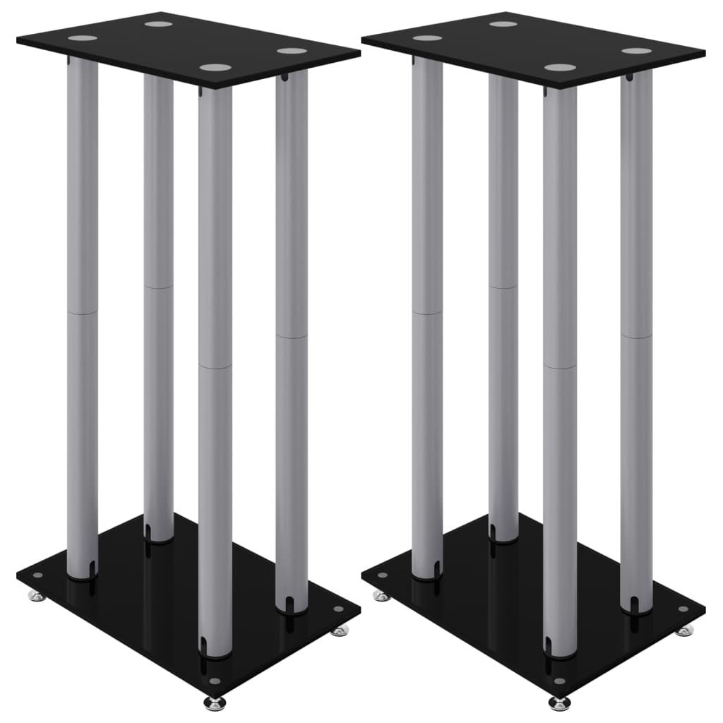 vidaXL Högtalarstativ 2 st härdat glas 4-pelarmodell svart &