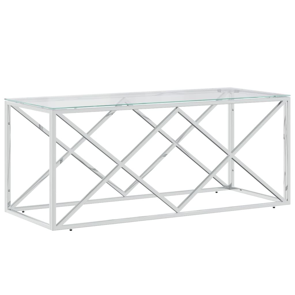 vidaXL Soffbord 110x45x45 cm rostfritt stål och glas