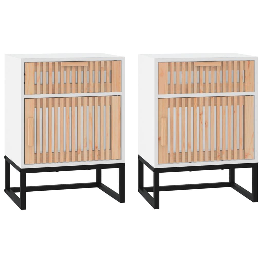 vidaXL Sängbord 2 st vit 40x30x55,5 cm konstruerat trä&järn