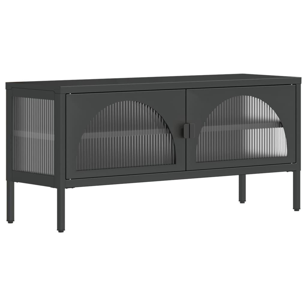 vidaXL Tv-bänk svart 105x35x50 cm glas och stål