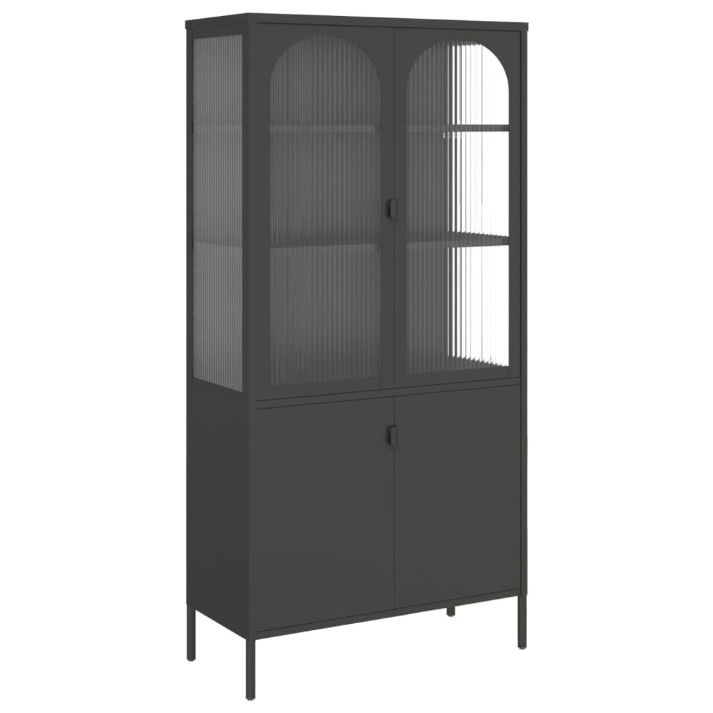vidaXL Högskåp svart 90x40x180 cm glas och stål