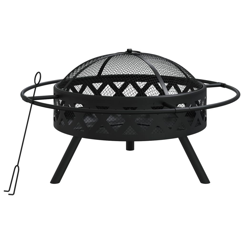 vidaXL Eldstad med eldgaffel 70 cm XXL stål
