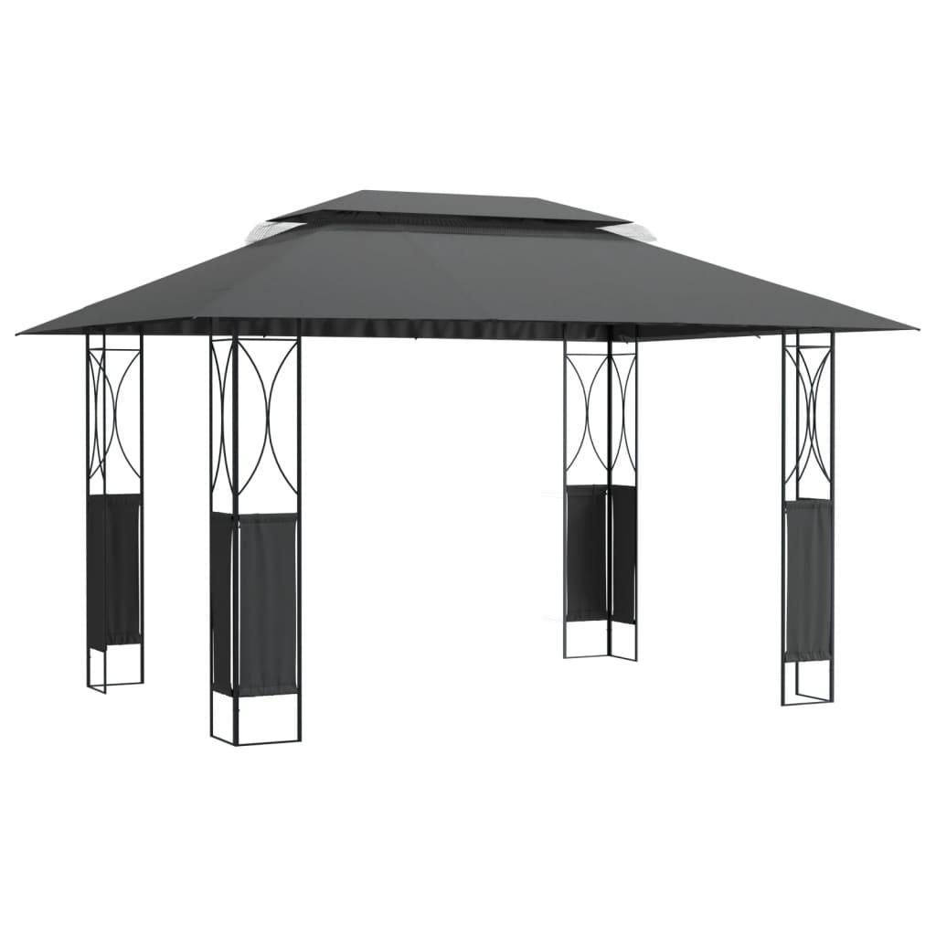 vidaXL Paviljong med tak antracit 400x300x270 cm stål
