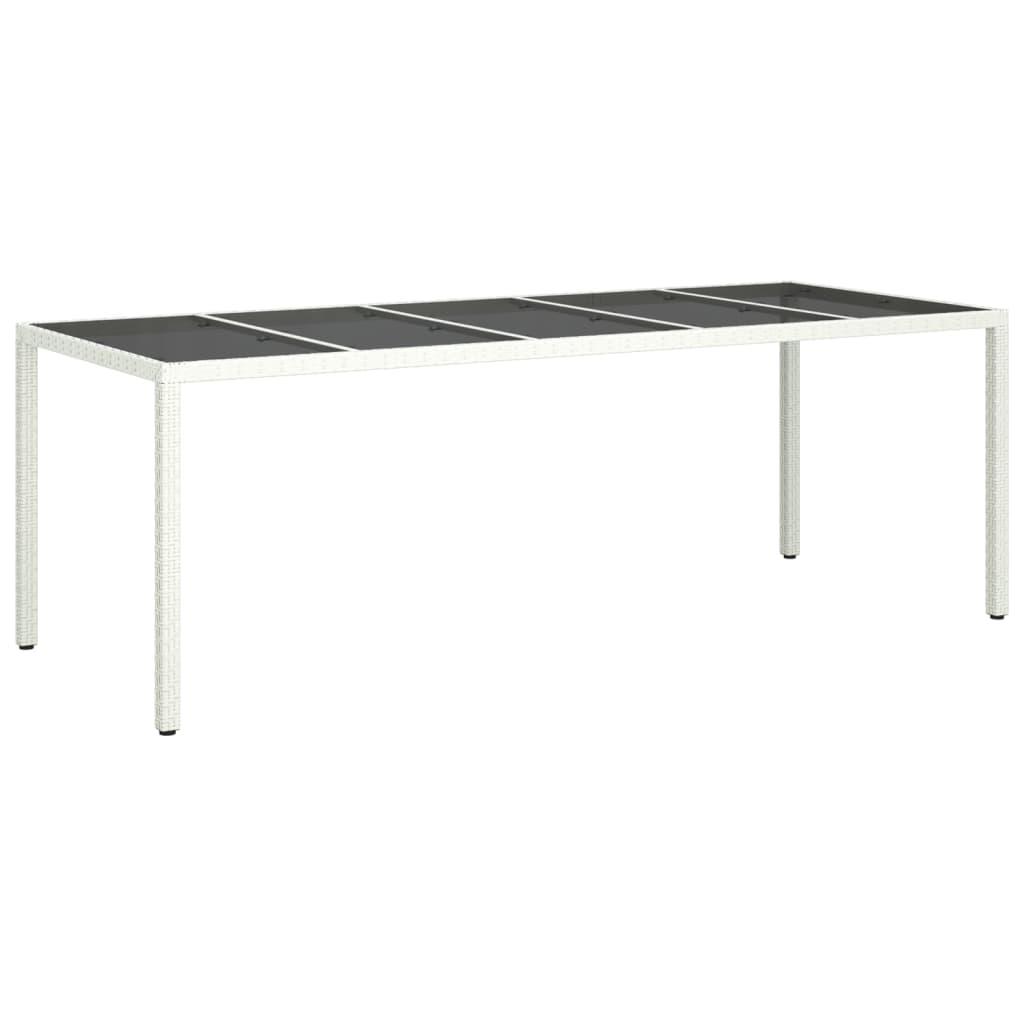 vidaXL Trädgårdsbord vit 250x100x75 cm konstrotting och härdat glas