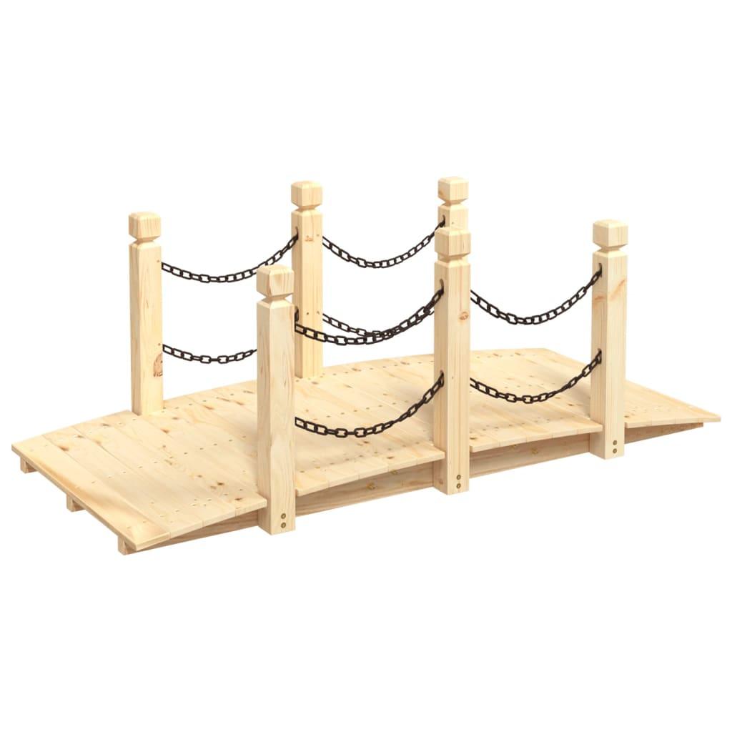 vidaXL Trädgårdsbro med kedjeräcken 150x67x56cm massivt granträ