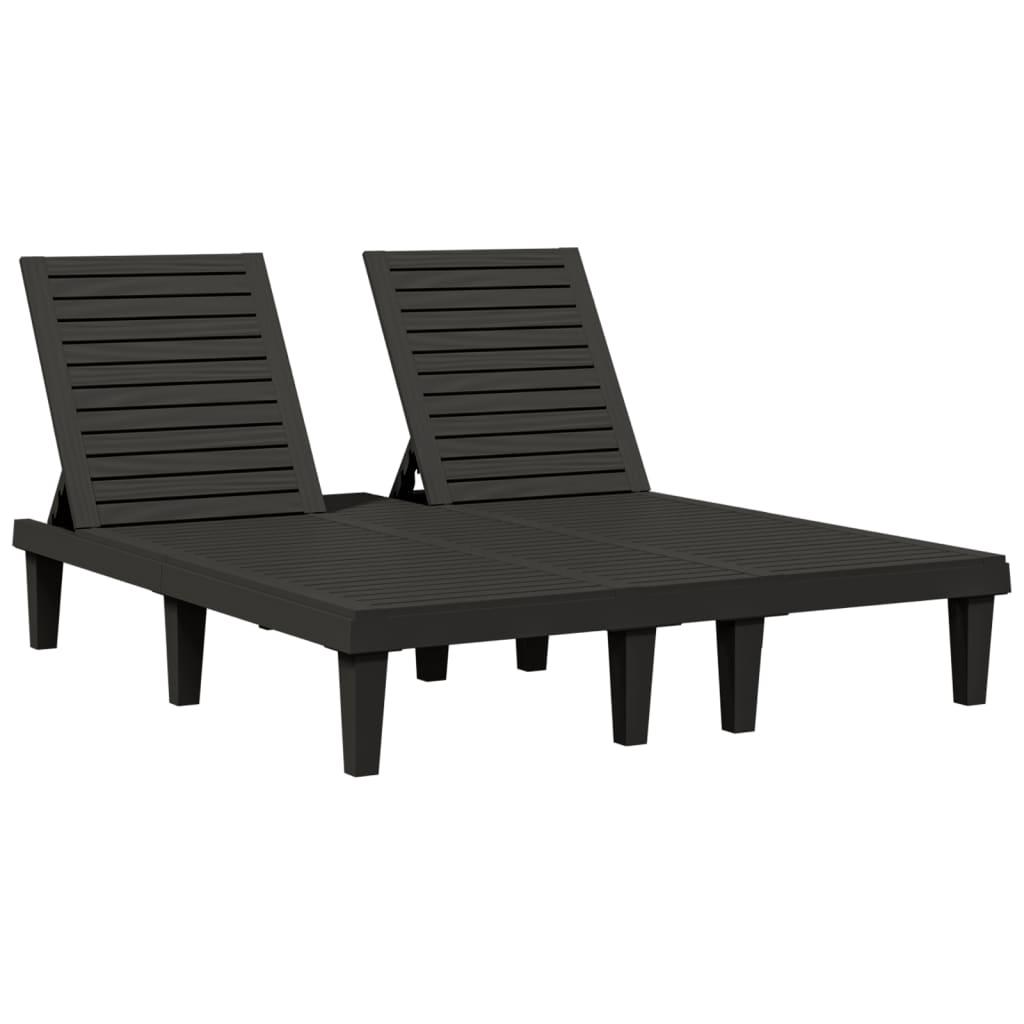 vidaXL Solsäng dubbel svart 155x138x83 cm polypropylen