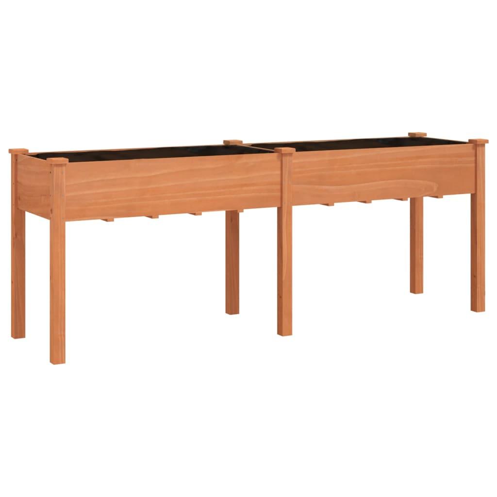vidaXL Odlingslåda med foder brun 203x53x76 cm massivt granträ