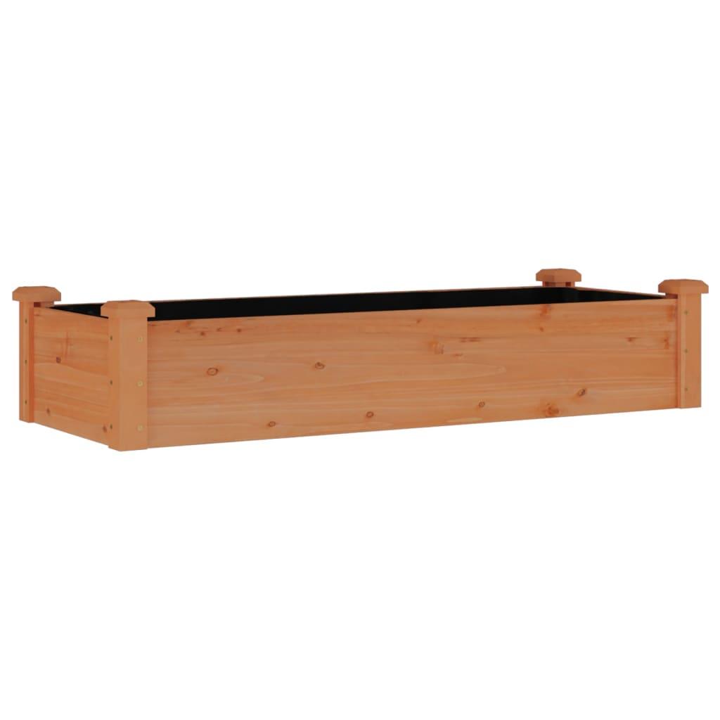 vidaXL Odlingslåda med foder brun 120x45x25 cm massivt granträ
